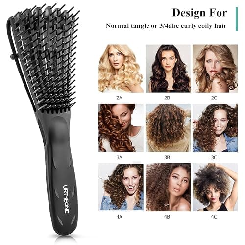 Detangling Hair Brush, Detangling brush for Adults and Kids, Comb Set for Kinky Curly Coily and Wavy Hair, For Wet and Dry Hair, Afro American Type 3a-4c, Comfortable Grip, Easy to Clean(Black) thumbnail 4