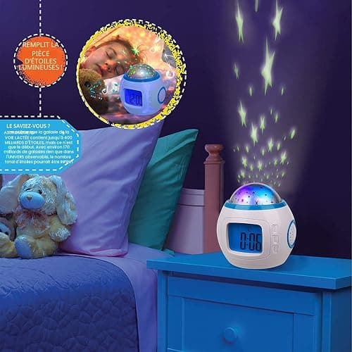 Réveil Enfant Garçons Filles avec Projecteur d'Étoiles Musicale LED Veilleuse Lumière 7 Types de Musique Afficher Date et l'Heure Cadeaux de Anniversaire pour Garçons Filles Bébé thumbnail 6