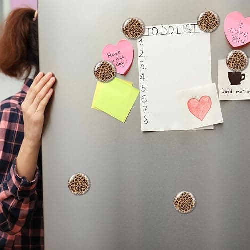 Glass Refrigerator Magnet 6Pcs Magnetic Fridge Sticker,Decor for Kitchen,Whiteboard, Cabinet,Leopard Print thumbnail 6