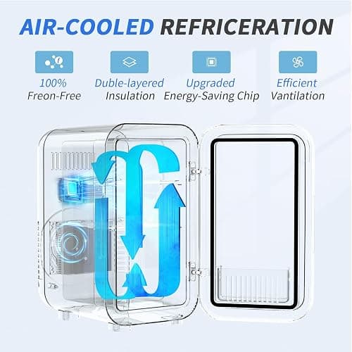 YASHE Mini Fridge, 6 Liter/8 Can 110V AC/DC Portable Thermoelectric Cooler Refrigerators for Bedroom, Skincare, Beverage, Office, Dorm Room and Car, Blue thumbnail 7