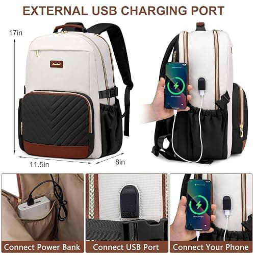 Laptop Backpack for Women Bookbag: 15.6 inch Work School Backpacks with Pouch Pocket for Large Capacity Cup & USB Charger College Book Bag Travel Business Nurse Teacher Bookbags Anti-theft Back Pack thumbnail 5