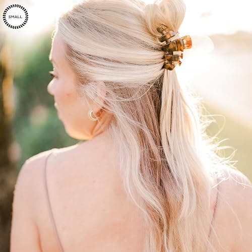 TELETIES - Small Hair Clip - Hair Claw Clips for Women - Strong Grip, Bendable Teeth, Comfortable Curved Design - Ideal for Thin or Short Hair - For All Hair Textures - Tortoise thumbnail 5