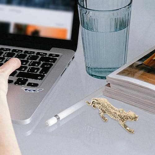 ABOOFAN Leopardenverzierung Aus Messing Schreibtisch-skulptur Desktop-Ornament Briefbeschwerer Mit Tiermotiv Tierdekor Auf Dem Tisch Leopard-Statue Geparden- Panther Golden thumbnail 4