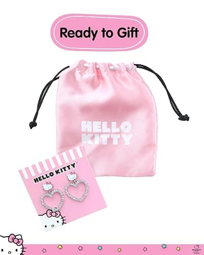 Sanrio Hello Kitty Jewelry Dangle and Hoop Earrings for Women, Fashion Hello Kitty Earrings with Crystals or Enamel Plating thumbnail 6