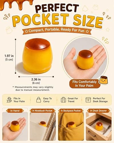 Crunchy Pudding Squishy Caramel Slow Rising Stress Relief Ball Food Toy Realistic Asmr Squeeze Toy Ball Fidget Squishies Moldable Bead Clay Filled Slushy Sticky Silicone Adults(1PC) thumbnail 5