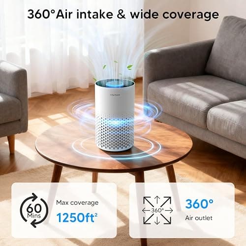 Air Purifiers for Home Bedroom Up to 1250 Ft² - H14 HEPA Air Purifier with Aroma & Sleep Mode - 24dB Small Room Air Purifier for Allergies, Smoke, Dust, Pollen, Pet Dander,4000B,White thumbnail 2