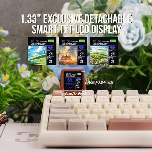 EPOMAKER RT100 97 Keys Gasket BT5.0/2.4G/USB-C Mechanical Gaming Keyboard with Customizable Display Screen, Knob, Hot Swappable Socket, 5000mAh Battery for Win/Mac (Flamingo Switch) - Epomaker Flamingo Switch - RT100 Retro thumbnail 4