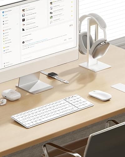 seenda Bluetooth Keyboard and Mouse Combo for Mac, SKM64-2 Rechargeable Silent Wireless Keyboard Mouse Compact Slim, 3 Multi-Device Connection, Compatible for Mac MacBook Pro/Air iPad, White Silver thumbnail 7