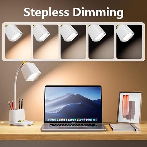 GONDSILY LED Desk Lamp with USB Charging Port Touch Control 3 Color Modes, Stepless Dimming,Eye-Caring LED Table Lamp for Home,Office,Bedroom,Reading,Work,Study,Gooseneck Lamp, 5V, 2.4A thumbnail 3