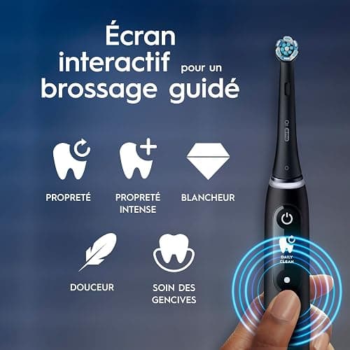Oral-B Brosse A Dents Electrique iO 6 Noire, 5 Modes De Brossage Dont Blancheur Et Soin Des Gencives, Capteur De Pression, Ecran Interactif, 3 Brossettes De Rechange Oral B, Etui De Voyage, Carton thumbnail 3