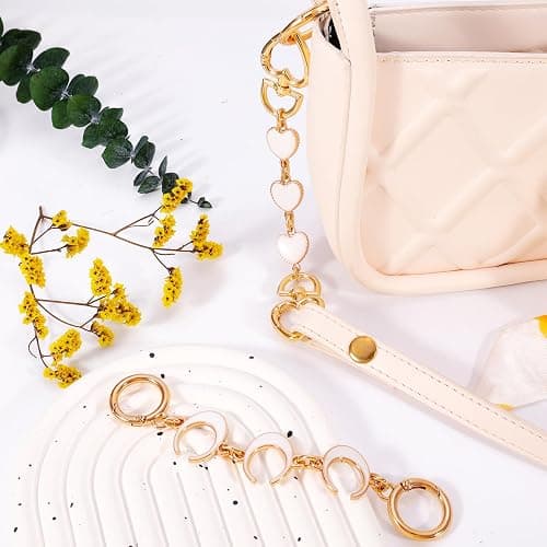2Pcs Bag Extender Chain Heart Moon Purse Strap Extenders for Handbags Purse Extender Chain Gold Chain Purse Strap Replacement White Purse Accessories Bag Charms for Handbags Purse Making Supplies thumbnail 2