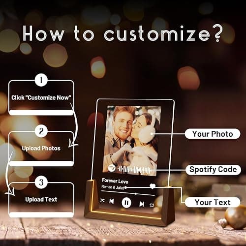 LUCKOR Spotify Decorative Plaque Personalized Gifts, Custom Gifts for Him Her, Customized Picture Frame for Boyfriend Girlfriend Couple Wife Women on Anniversary Birthday thumbnail 2