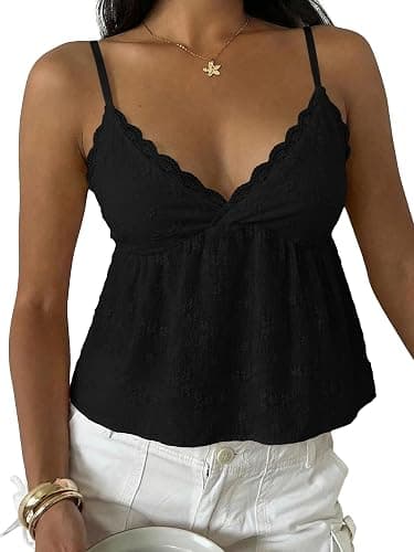 AKLOPVII Women Y2k Floral Lace Trim Wrap V Neck Size small - Image 1