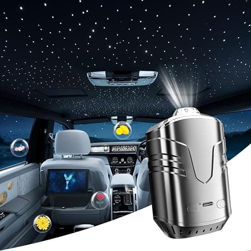 Laooteyy Car Star Projector with Smart Air Freshener Diffuser, Car Interior Decor, Ceiling LED Lights with 6 Scents, Vent Clip Roof Accent Light, Auto On/Off, Black (Starry Sky) - Image 1