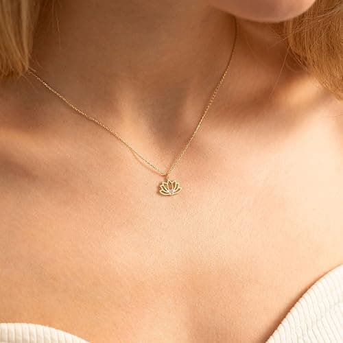 HANLI 14K Gold Plated Necklaces for Women - Dainty Butterfly, Star of David, Moon and Star, Sun, Lotus, Infinity, Hummingbird, Bee,Boots,Chill,Sunflower Pendant Designs - Elegant Jewelry for Women thumbnail 3