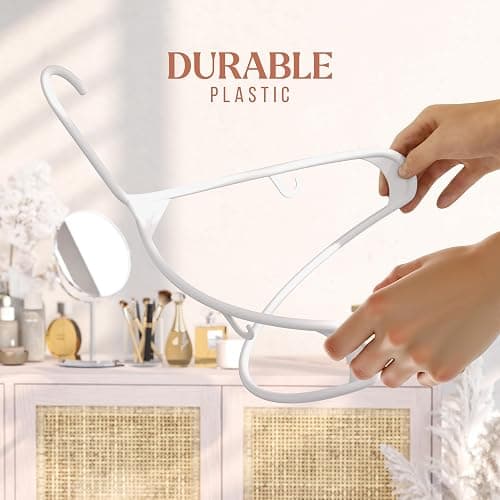 Plastic Hangers 20 Pack White - Clothes Hangers - Makes The Perfect Coat Hanger and General Space Saving Hangers for Closet and New Apartment Essentials - Percheros Ganchos para Colgar Ropa Hangars thumbnail 4