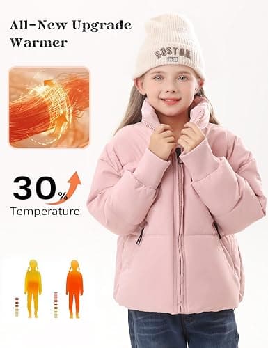 ACTCHIC Girls Winter Puffer Jacket Warm Cropped Quilted Jacket Zip Up Puffy Coat 7-16 Years thumbnail 3
