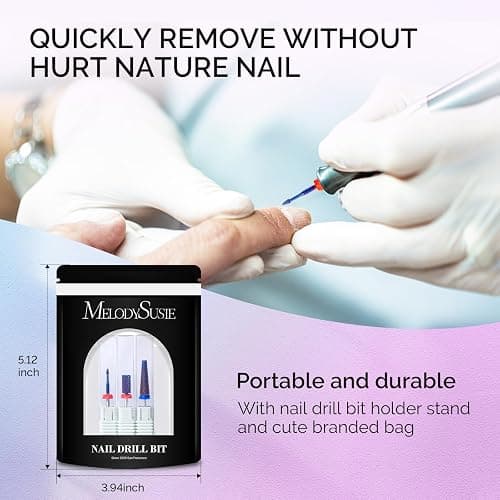 MelodySusie 3Pcs Nail Drill Bits Set, 3/32'' Carbide Tungsten Bits, Super Long 5 in 1, Flat Top Large Barrel and Cuticle Bits, Suitable for Manicure Pedicure Cuticle Gel Acrylic Remover, Purple thumbnail 7