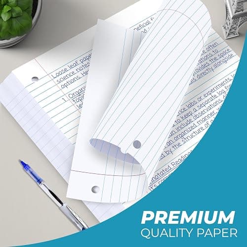 Rosmonde Loose Leaf Paper, 900 Sheets, 6 Pack, College Ruled, 8" x 10.5", Bulk Office Filler Paper, 3 Hole Punched, 150 Sheets/Pack, College Ruled Paper for 3 Ring Binder, Notebook Paper, White thumbnail 5