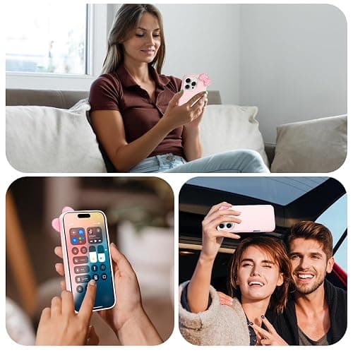 zcvbjek Cute Case for iPhone 15 Plus 6.7" with HD Screen Protector, Pink Glitter Rhinestone Bow Phone Cases, Soft Silicone Shockproof Protective Phone Cover for Women Girls & Girls Kids thumbnail 6