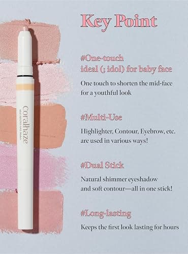 CORALHAZE Idol AEGYO-SAL Maker 02 Sparkling Pink, 2-in-1 Under-Eye Highlighter and Contour Liner for Bright, Voluminous Eyes, Long-Lasting, Smudge-Proof Shimmer Stick with Natural Glow, Korean Beauty - 02 Sparkling Pink - 1 Count (Pack of 1) thumbnail 4