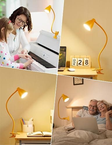 BOHON Clip on Light, 10W 38 LED Desk Lamp with Clamp, 5 Color 10 Brightness Auto Off Timer, Flexible Neck Clip Lamp, Desk Lights for Office Home Bed Bedside Reading, Bright Yellow thumbnail 7