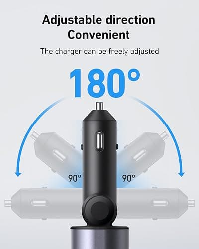 iPhone Car Charger, Retractable Fast Car Phone Charger 100w for CarPlay, 4 in 1 Car Charger Adapter with 2 Cables 31.5 Inch and 2 USB Ports, Compatible with iPhone 17/16/15/14/13/12/11 Pro/Samsung thumbnail 5