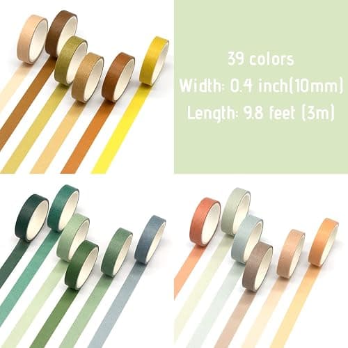 Mooker 39 Rolls Washi Tape Set - Morandi Colored Masking Tape, Thin Vintage Tape for Journaling, Scrapbooking Supplies, Crafts Aesthetic, Gift (Nature Color 10mm) thumbnail 3