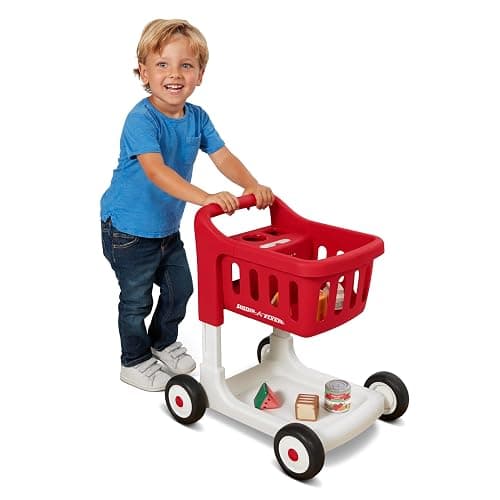 Radio Flyer Toddler Shopping Cart Walker with Wheels, Lights, and Sound for ages1+, Educational and Imaginative Play and Walk Behind thumbnail 8