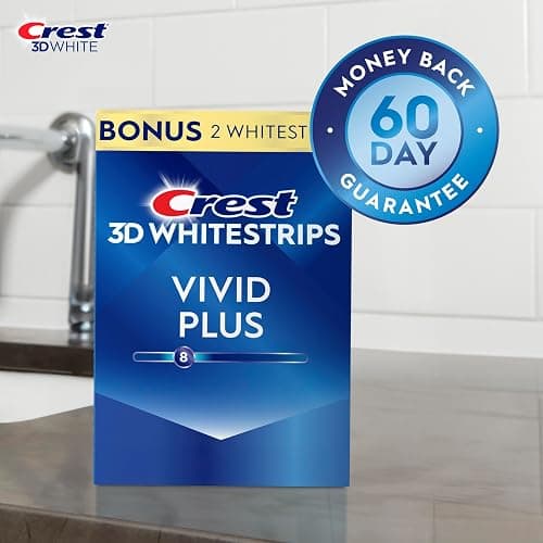 Crest 3D Whitestrips Vivid Plus, Teeth Whitening Strip Kit, 10 Treatments + 2 Bonus Treatments (Each with 1 Upper/1 Lower Strip), 24 Strips, 8 Levels Whiter, Teeth Whitening Kit thumbnail 3