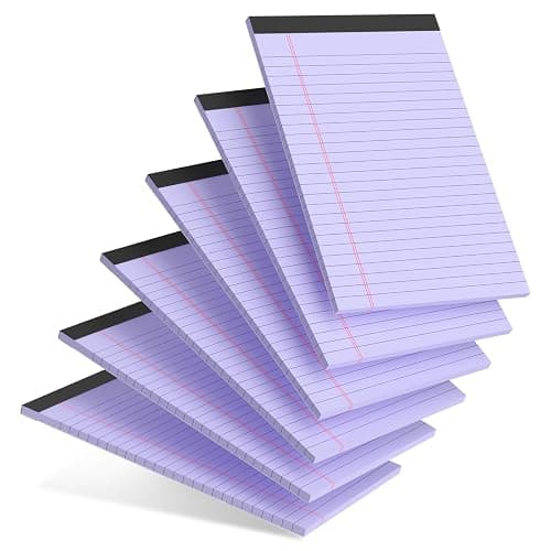 AILZFEI 6pcs Small Legal Pad 5x8 College Ruled Purple Legal Pads Notepads 6 Pack Study Back Writing Pads 5 x 8 Perforated Narrow Ruled Pads of Paper Purple - Image 1