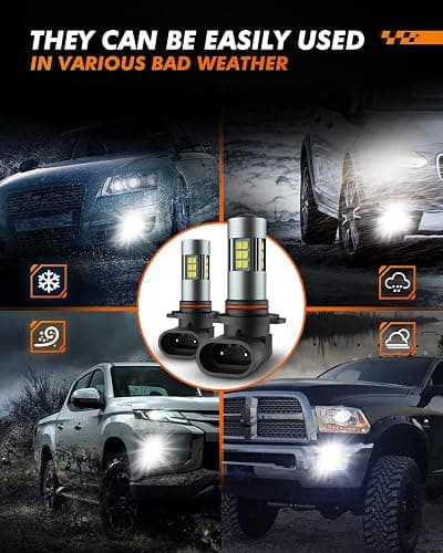 SEALIGHT H10/9145/9140 LED Fog Light Bulbs, 6000K Xenon White, 27 SMD Chips, 360-degree Illumination, Non-polarity, Pack of 2 thumbnail 8