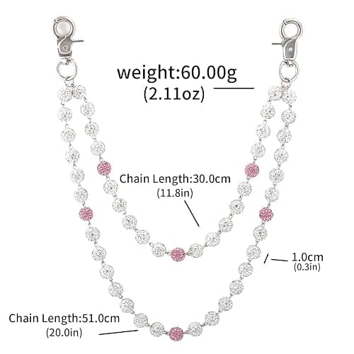 SORGERLY Baseball Beaded Wallet Pant Chains - Layered Bag Purse Charm Handbag Accessories for Women Men thumbnail 3