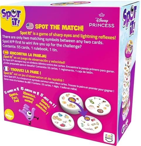 Asmodee Spot It! Disney Princess Card Game (2024 Refresh) - Eco-Sleeve Edition, 5-in-1 Visual Perception Game for Quick Reflexes and Family Fun, Ages 6+, 2-8 Players, 10 Minute Playtime thumbnail 4