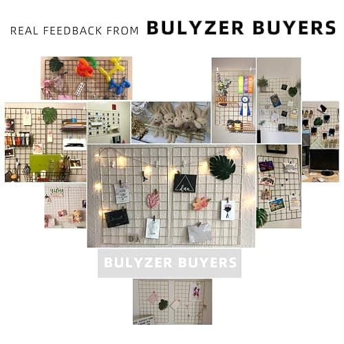 BULYZER Grid Wire Board,for Memo Picture Panel Wall Decoration for Room Office Mat Photo Hanging Art Display Frames Desk Storage Organizer,17.3" x 11.8"(2Pack) (Gold) thumbnail 6