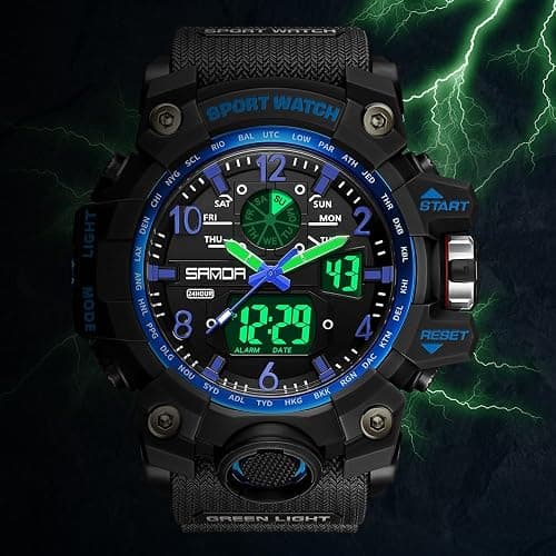 AIMES Men's Watches Sports Outdoor Waterproof Military Watch Date Multi Function Tactics LED Face Alarm Stopwatch for Men thumbnail 5