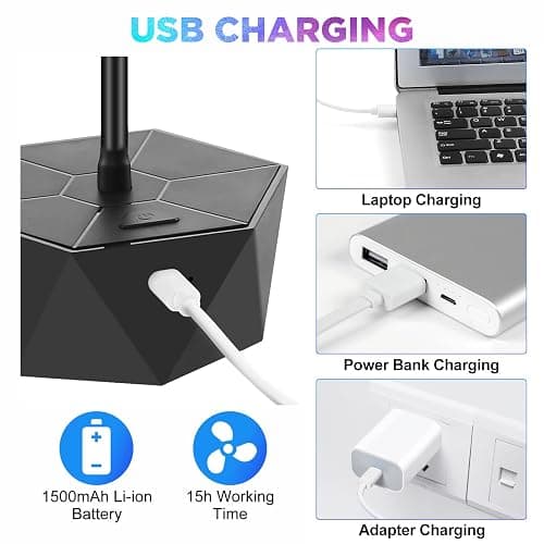 Fly Fans for Tables Rechargeable Fly Repellent Fans for Indoor Outdoor Keep Flies Away, Flies Spinner Table Top with Holographic Blades, Bug Traps for Picnic, Party, BBQ (Black, 3Packs) thumbnail 3