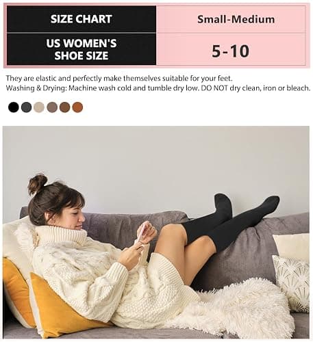 BLONGW Warm Thermal Boot Socks for Women - Knee High, Winter, Running, Hiking, Gifts - Thick Socks for Cold Weather thumbnail 5