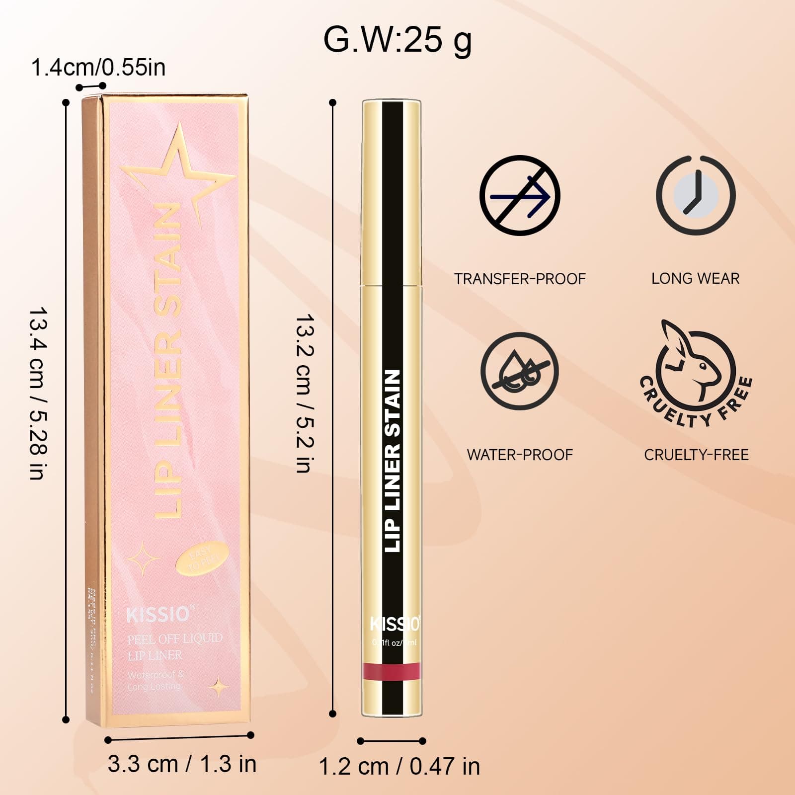 KISSIO Lip Liner Stain,Peel Off Lip Liner,Transfer Proof,Long Lasting and Waterproof,Lip Tint Tattoo,Natural Makeup Stain,Matte Finish,03 Coral red thumbnail 7