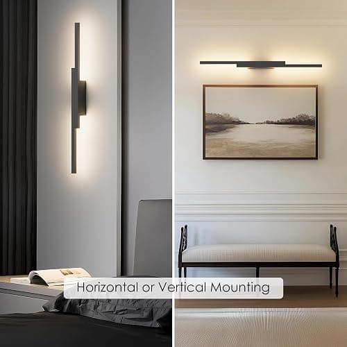 Aipsun Black Wall Sconces Set of Two Battery Operated Wall Sconces 3000K-6000K Dimmable LED Wireless Wall Lights for Living Room,Bedroom,10,000mAh,23.6Inch (2 Pack) thumbnail 6