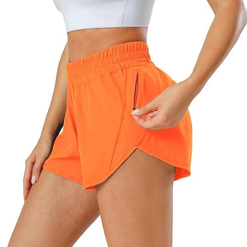 Aurefin Athletic Shorts for Women,Women's Quick Dry Workout Sports Active Running Track Shorts with Elastic and Zip Pockets thumbnail 2