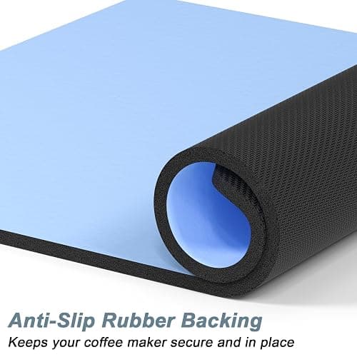 Rnivvi Coffee Mat, 16" x 24" Coffee Bar Mats for Espresso Machine Station Accessories and Organizer, Hide Stain Rubber Backed Absorbent Dish Drying Pad for Kitchen Counter, Cute Bar Decor Pad, Blue thumbnail 4