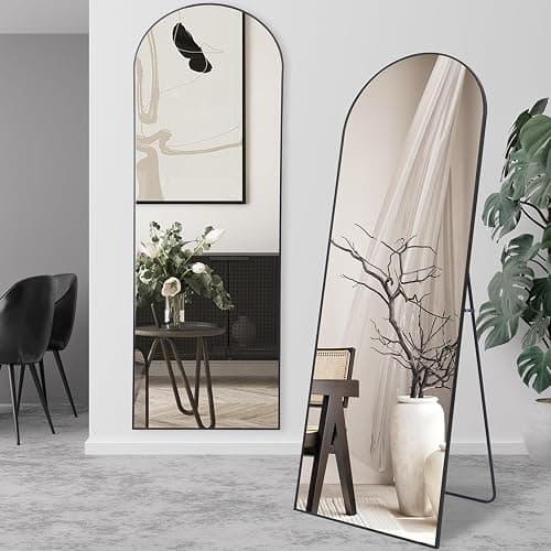 LunaMirror Gewölbter Spiegel Ganzkörperspiegel 147 x 44 cm Stehspiegel Bodenspiegel Groß Standspiegel für Schlafzimmer Wohnzimmer Flur Eingang Wandspiegel Schwarzer thumbnail 4