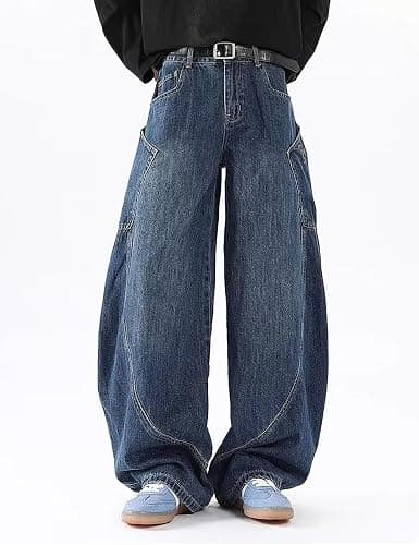 Nutriangee Men's Baggy Barrel Wide Leg Jeans for Men Women Loose Fit Streetwear Y2k Hip Hop Denim Pants thumbnail 3
