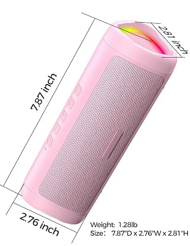 Bluetooth Speaker Stocking Stuffers for Men Women Teens Boys Girls: Portable Wireless, IPX5 Waterproof, White Elephant Gifts for Adults, Up to 20H Playtime, TWS Pair, for Home/Party/Outdoor (Pink) thumbnail 8