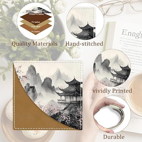 Japanese Landscape Corner Bookmarks, Anime Leather Book Accessories for Book Lovers, 3 Pcs Reading Book Page Markers for Women Men Student Teacher Retirement Birthday Gifts thumbnail 5