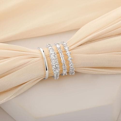 TOBENY Stackable Gold Rings for Women Non Tarnish Dainty 14K Gold Plated Stacking Cubic Zirconia Thumb Ring Set Trendy Statement Promise Wedding Bands Engagement Rings for Women Size 6 7 8 9 10 thumbnail 4