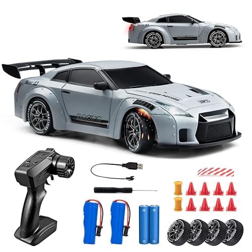 RC Drift Car, 1:24 Scale Remote Control Vehicle with LED Lights, 2.4GHz 20KM/H 4WD High Speed RC Cars, Drifting Tires&Two Batteries, Racing Sports Toy Idea Gift for Adults Boys Girls and Kids - Image 1
