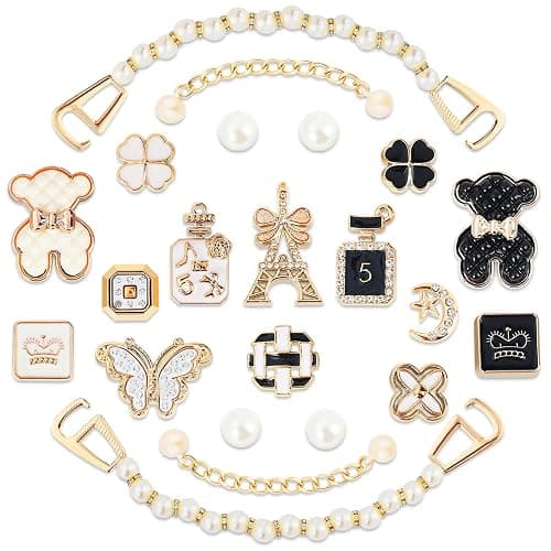 22 PCS Shoe Decoration Charms for Women, Bling Girly Shoe Chains for Clog Sandals, Golden Rhinestone Shoe Accessories Decoration Jewels Party Favors - Image 1