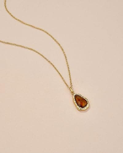 18K gold plated Brown Amber Teardrop CZ Stacked Pendant Necklace for Women by SNGIA, Dainty Drop Layered Trendy Gemstone Charm Statement Jewelry Gifts, Bohemian Vintage Handmade Unique Exaggerated Cute Thin Skinny Chain Necklace, Summer Beach Fashion Nickle Free Rhinestone Accessories thumbnail 5